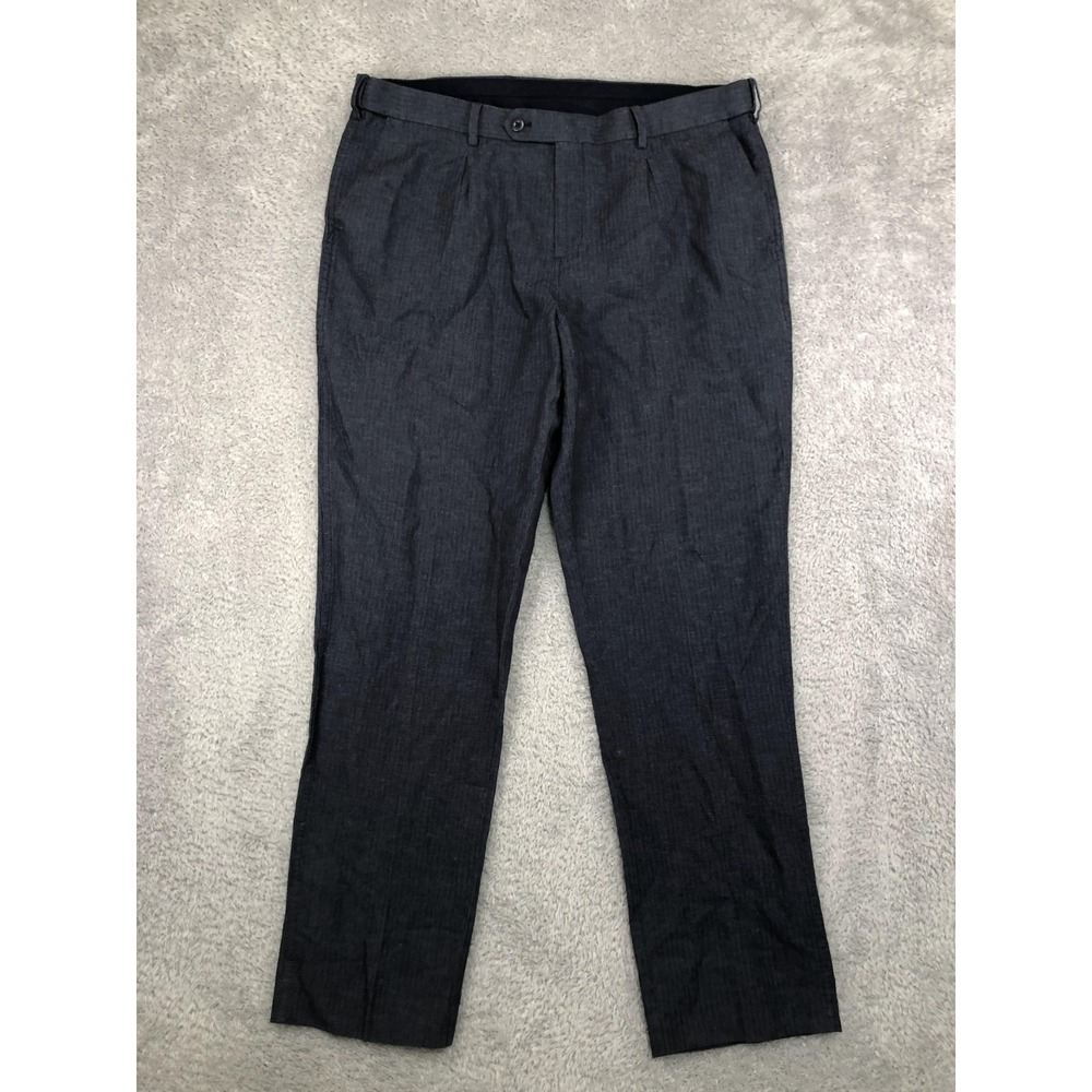 Express Pants Mens 38x30 (Tag 38x32) Blue Linen Blend